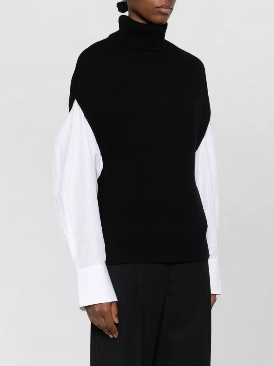 Totême Wool Turtleneck Vest Layered Design In Black
