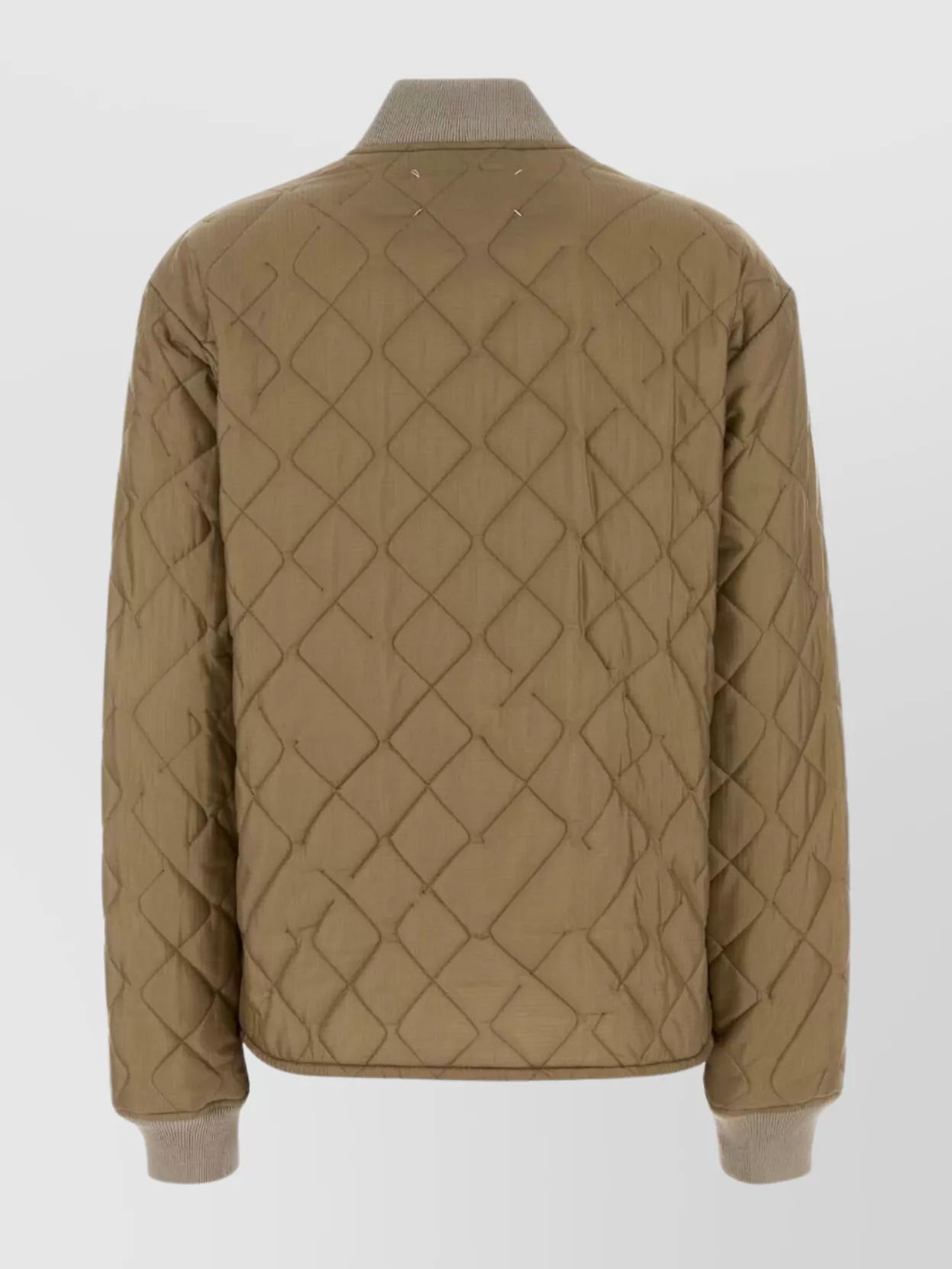 Maison Margiela Quilted Bomber Jacket With Ribbed Cuffs And Collar In Brown
