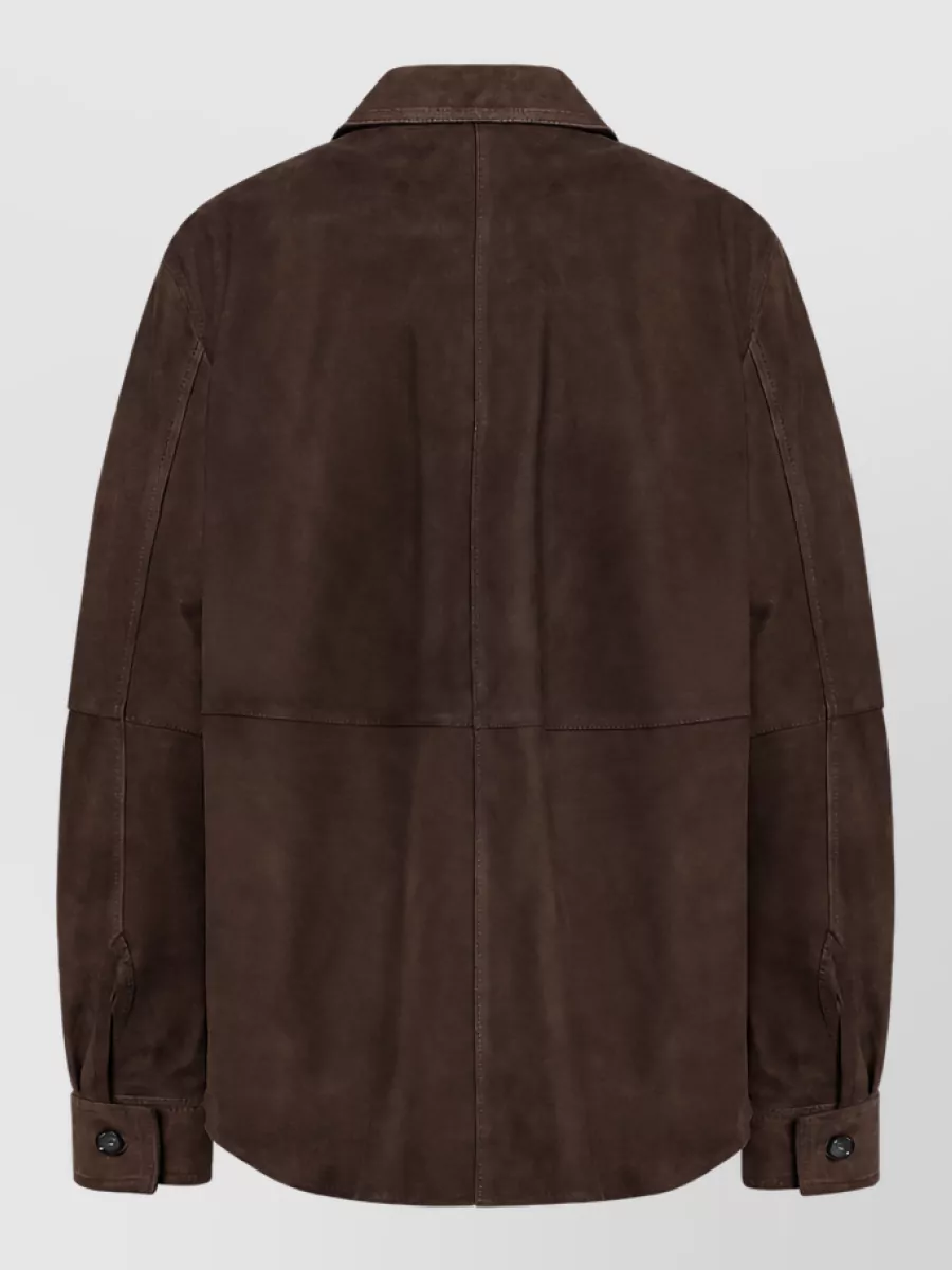 Totême Leather Single-Breasted Shirt Jacket