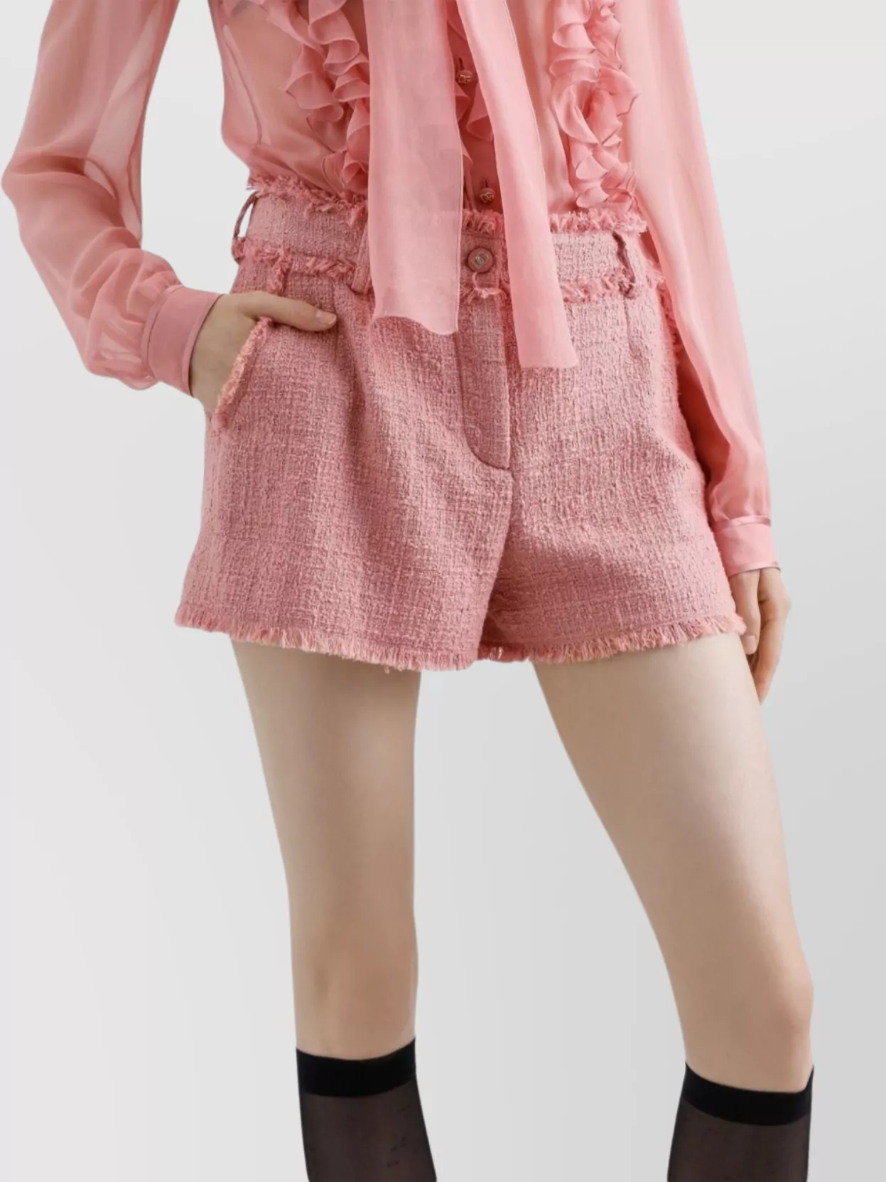 Dolce&Gabbana Cotton Shorts With Belt Loops And Frayed Hem