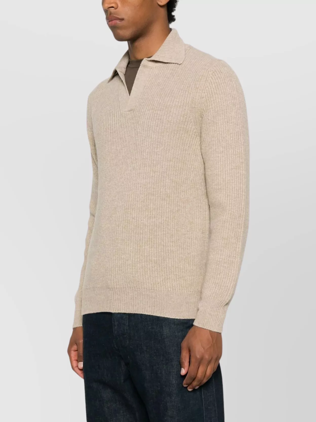 Tagliatore Polo-neck Ribbed Wool Sweater