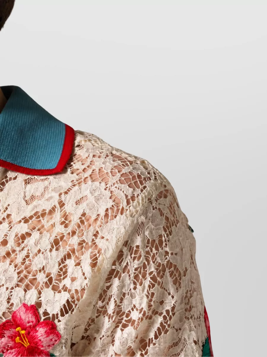 Dolce&Gabbana Floral Lace Polo Shirt