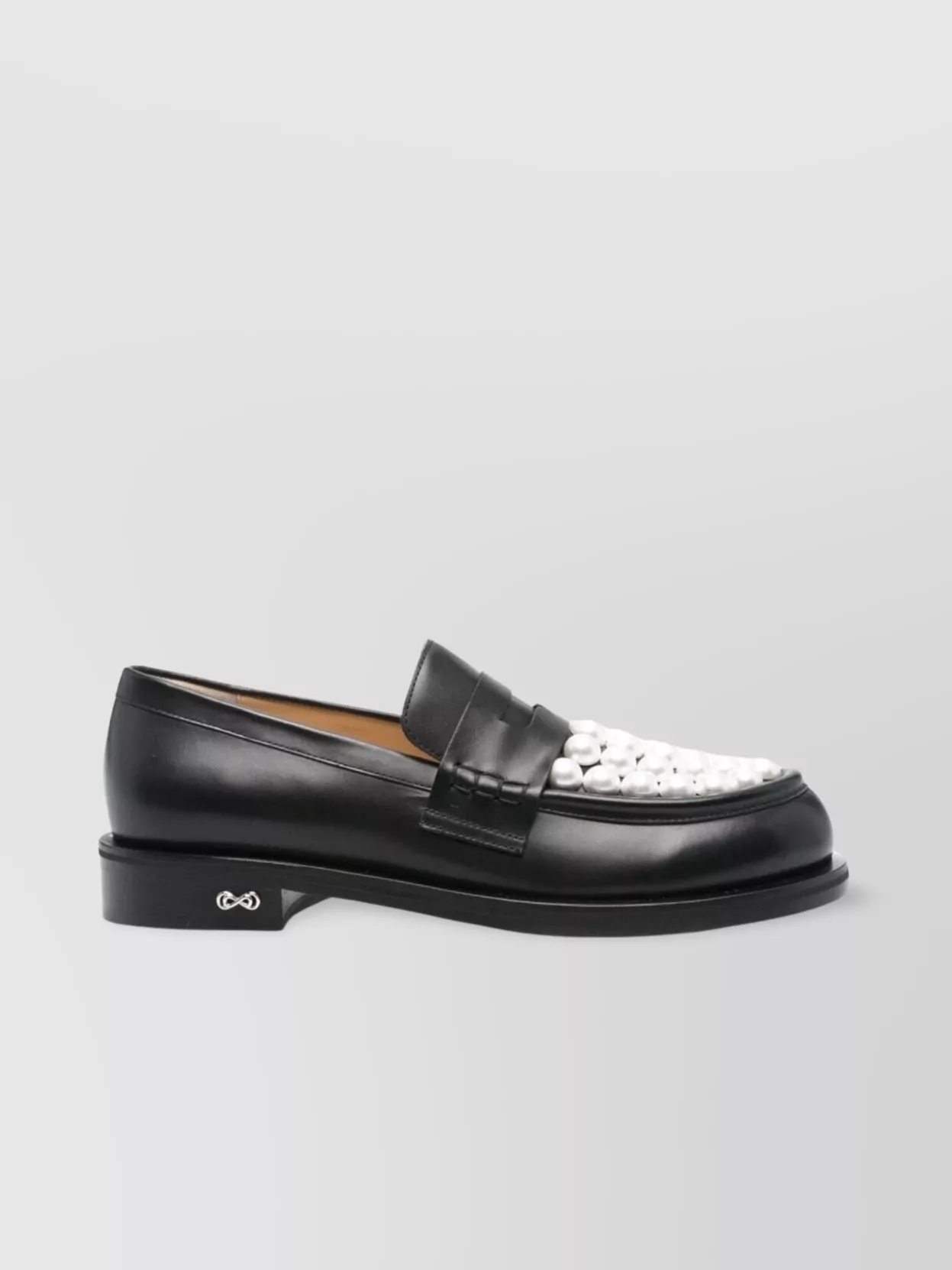 Mach & Mach Pearl Embellished Round Toe Loafers