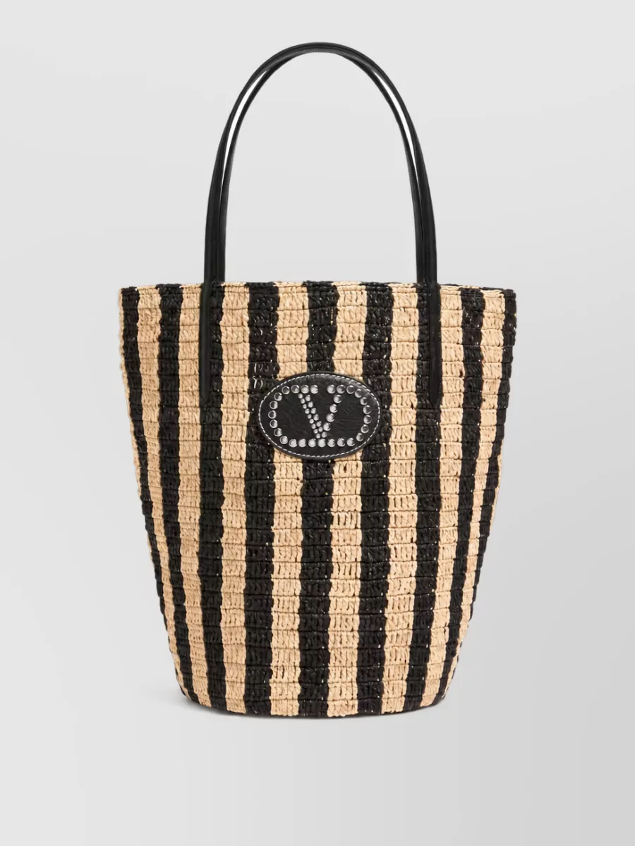 Valentino Striped Raffia Beach Bag