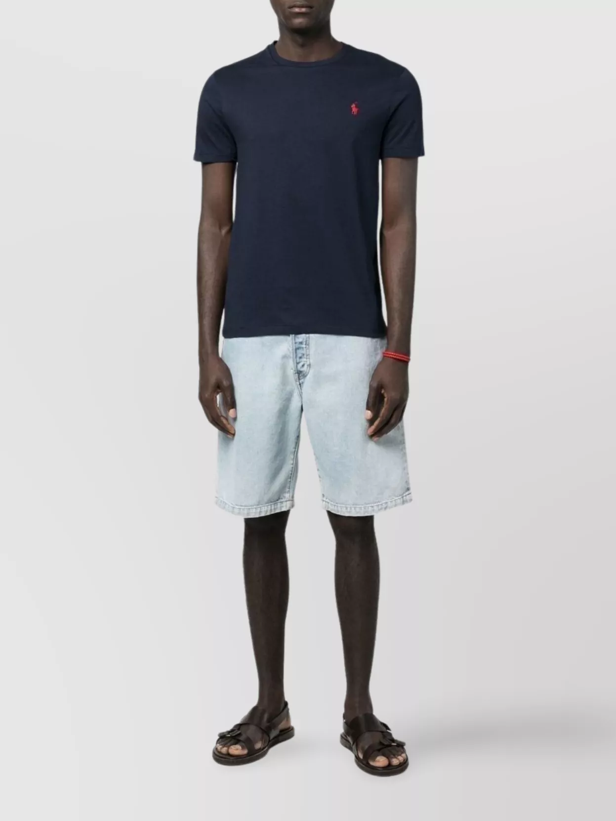 Polo Ralph Lauren Blue Crewneck T-shirt With Pony Embroidery On The Front In Blue