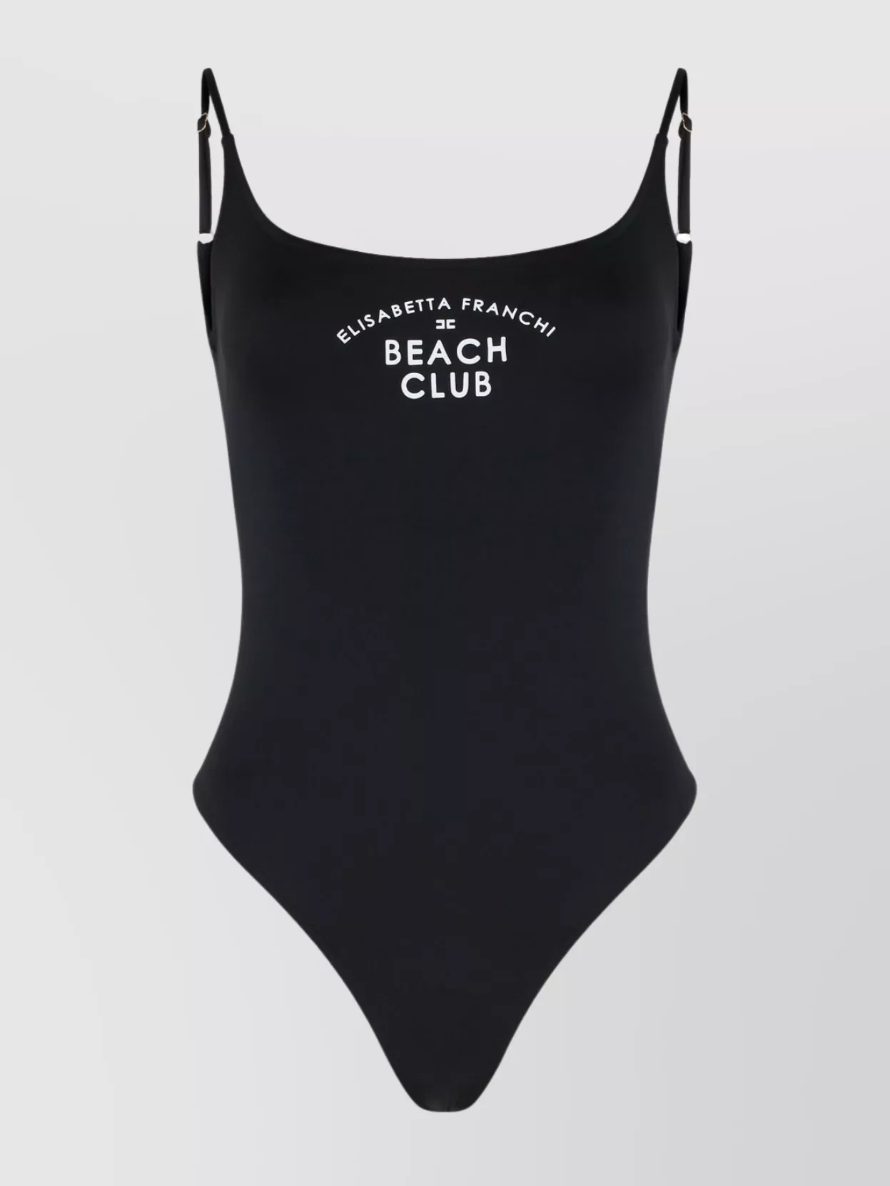 Elisabetta Franchi High-cut Leg One-piece Swimwear Scoop Neckline In Black