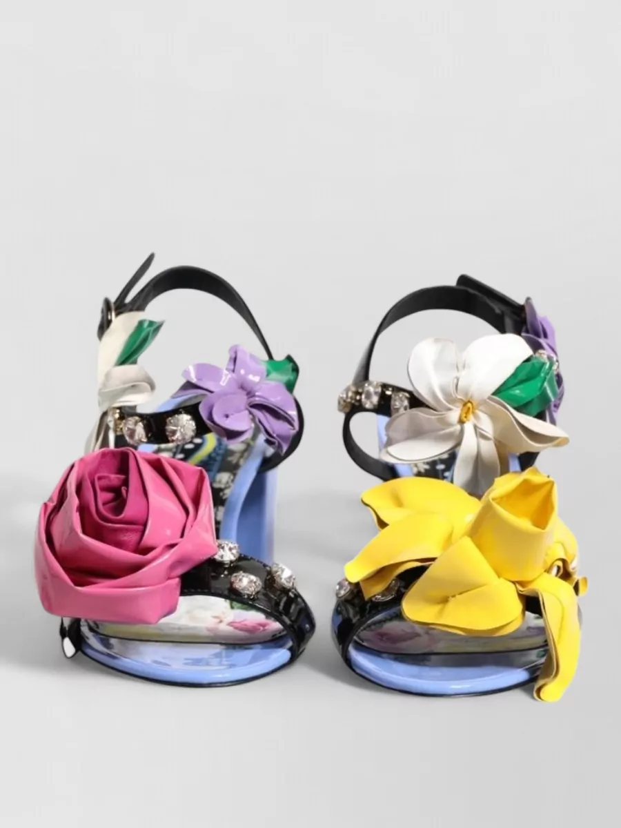Dolce&Gabbana floral crystal-embellished leather sandals