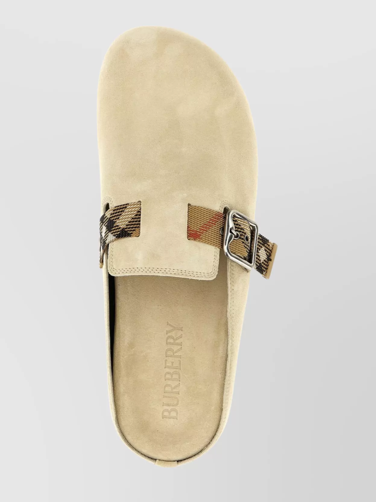 Burberry Slip-On Clog With Suede Finish And Buckle Detail