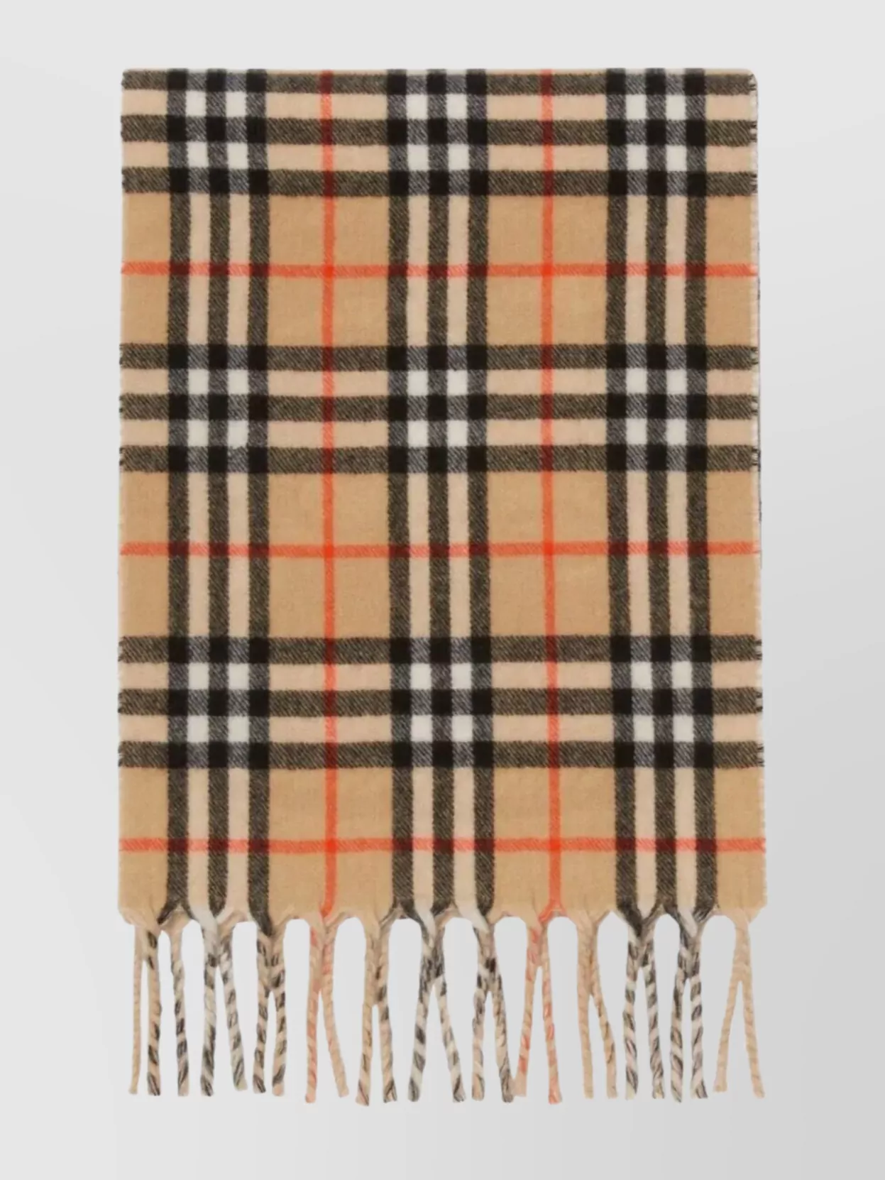 Burberry Reversible Cashmere Knight Stamp And Check Scarf In Brown