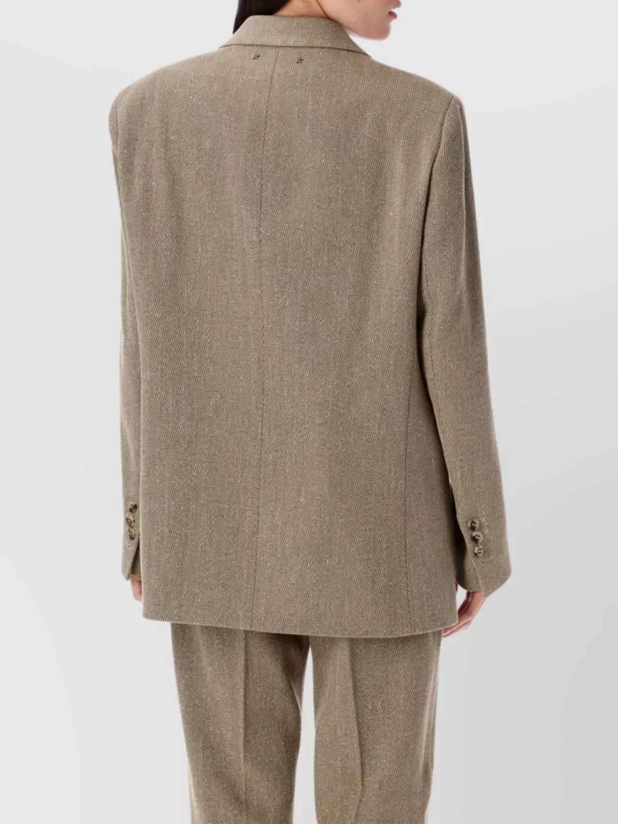 Golden Goose Herringbone Wool Oversized Blazer In Brown