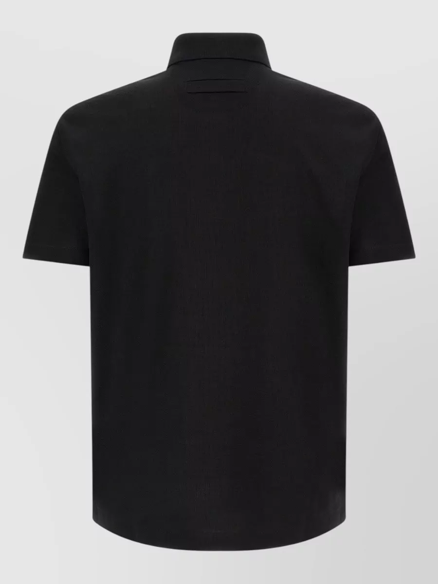 Zegna Piqué Cotton Short-Sleeve Polo Shirt