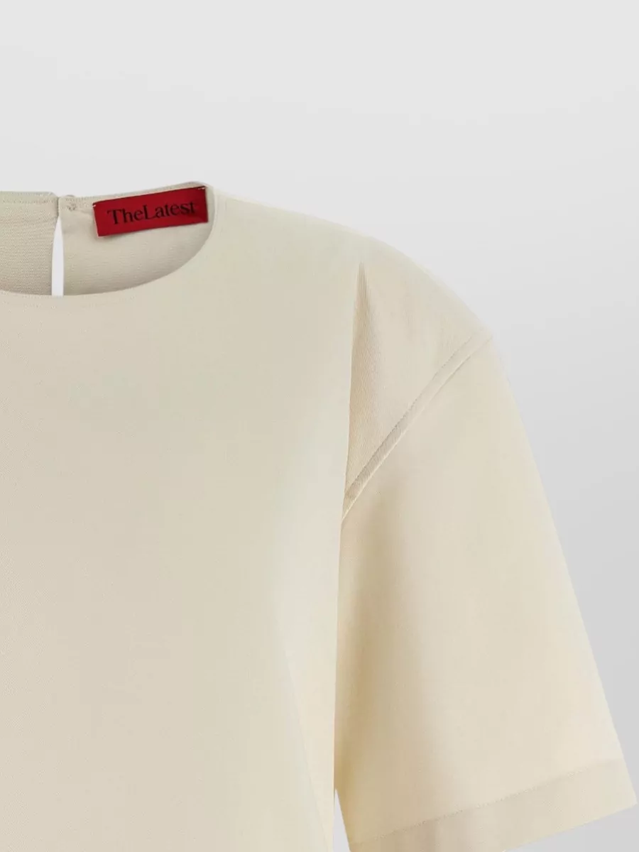 Thelatest Cotton Cutout Short-Sleeve Blouse