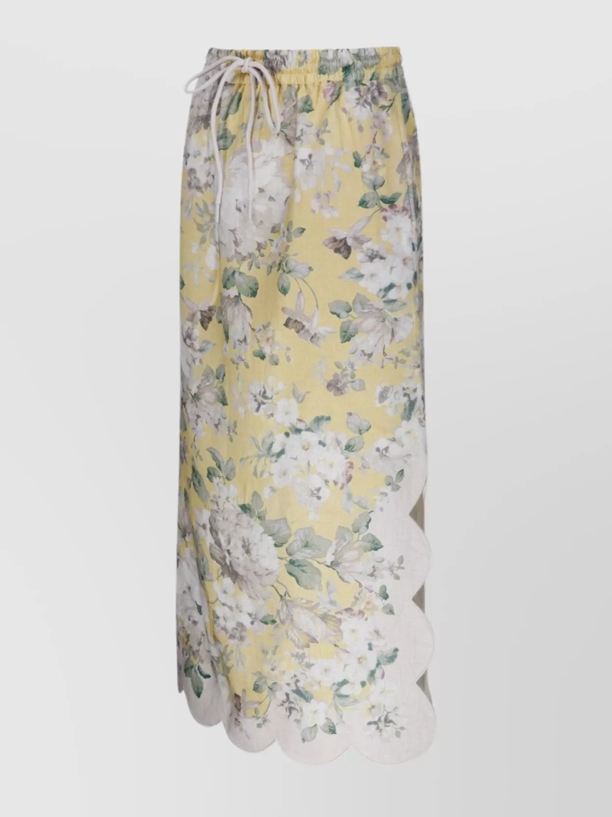 ZIMMERMANN SCALLOP MIDI SKIRT DRAWSTRING DETAIL