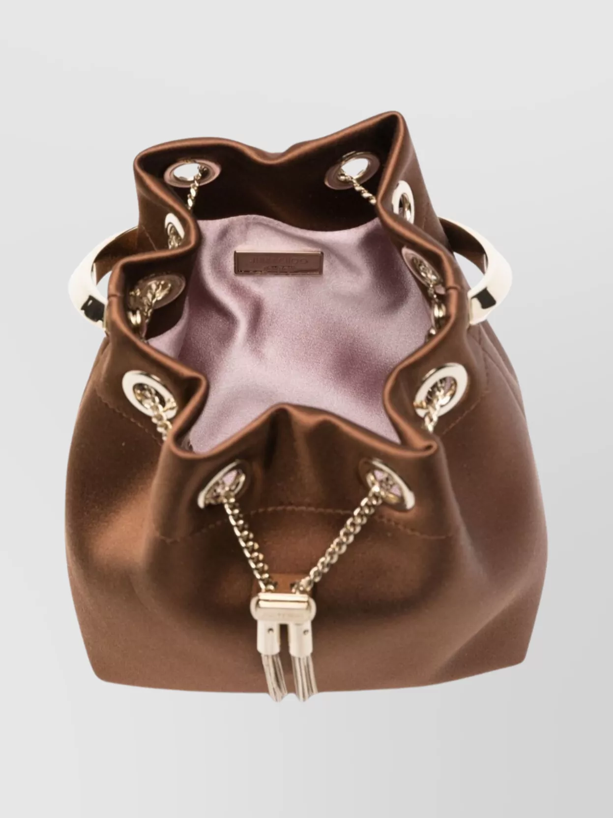 Jimmy Choo Chain Strap Bucket Bag Tassel Detail In Brown