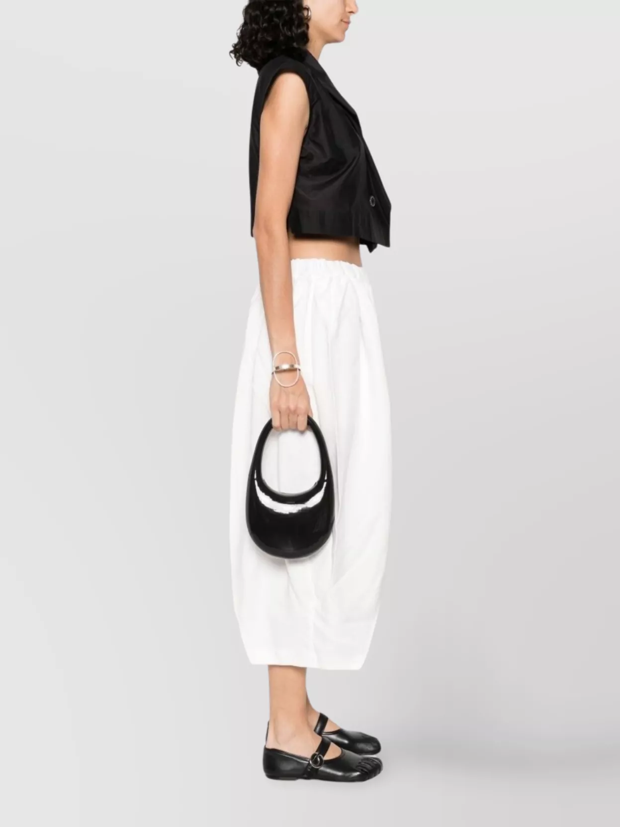 Shop Coperni Oval Handle Glossy Shoulder Bag