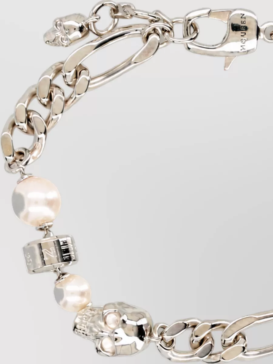 Alexander McQueen chain bracelet with pearls and skulls
