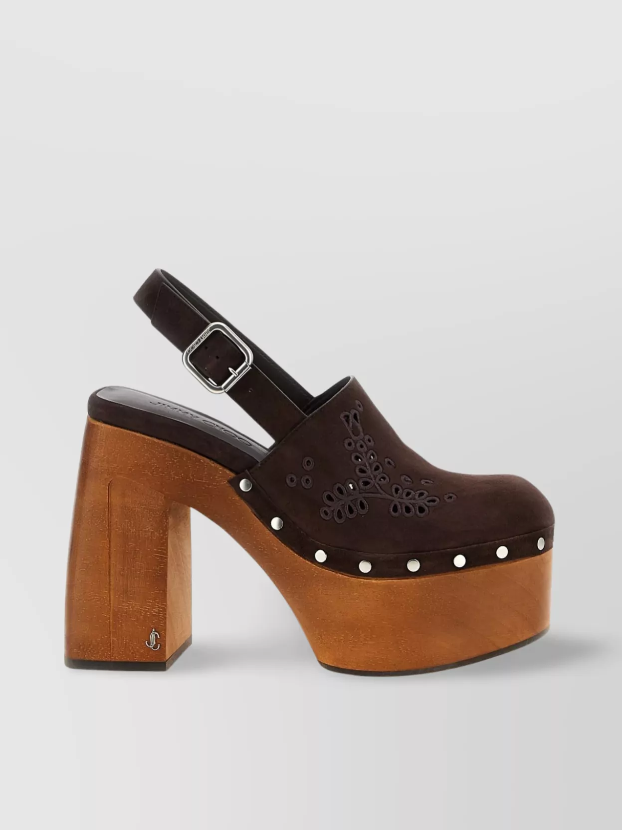 Jimmy Choo Chunky Heel Embroidered Studded Clog