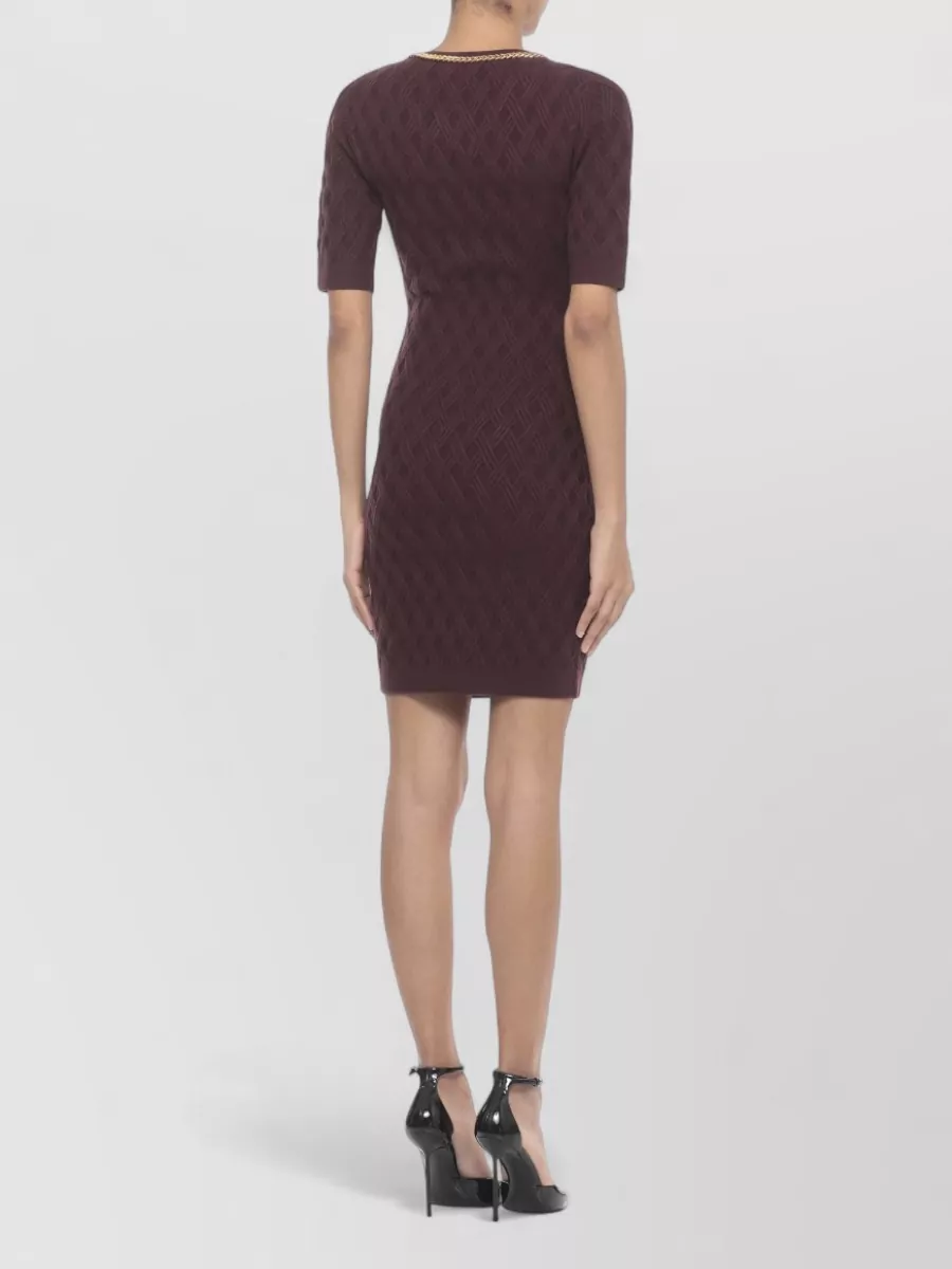 Elisabetta Franchi Knee Length Dress Chain Neckline Detail