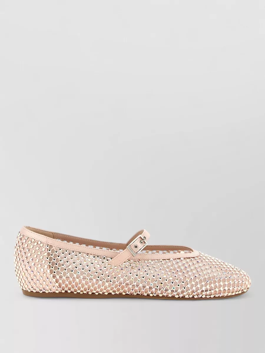 Le Silla Crystal-Embellished Mesh Mary Jane Ballerina Shoes