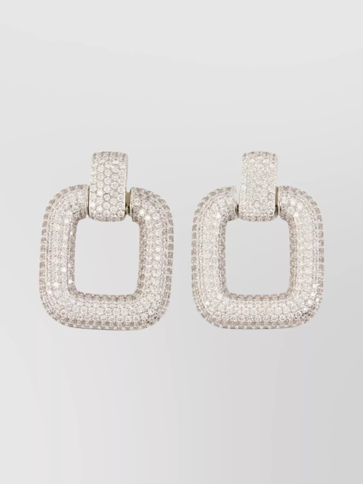 Self-portrait Square Earrings With Crystals In White