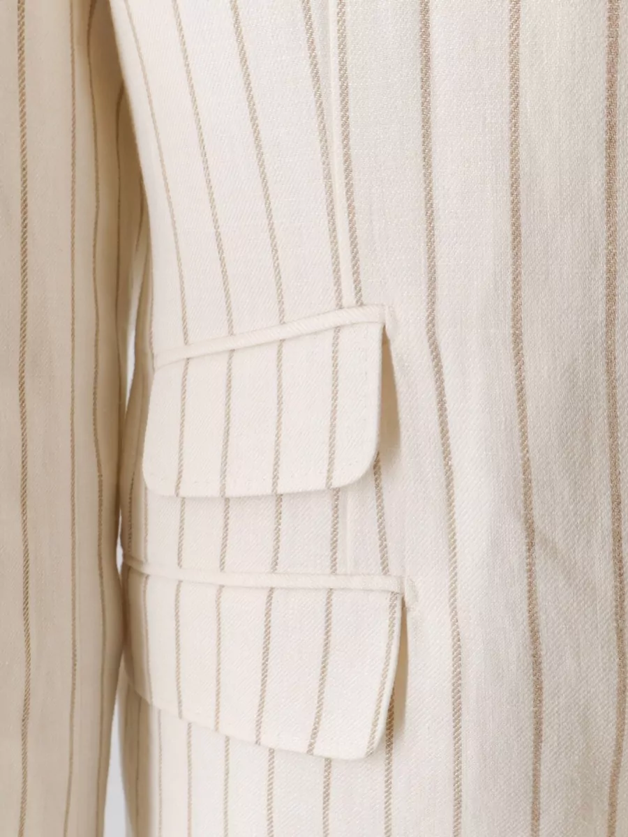 Brunello Cucinelli Linen Pinstripe Single-Breasted Blazer