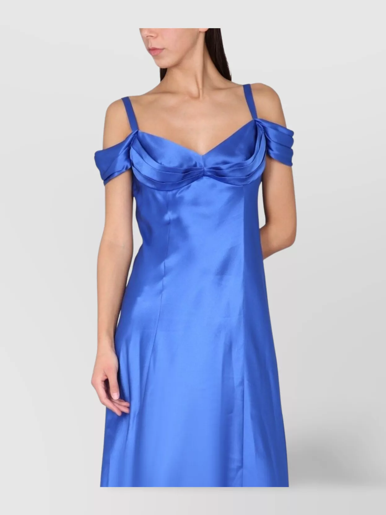 Alberta Ferretti Shoulder Dress A-Line Silhouette Draped Neckline