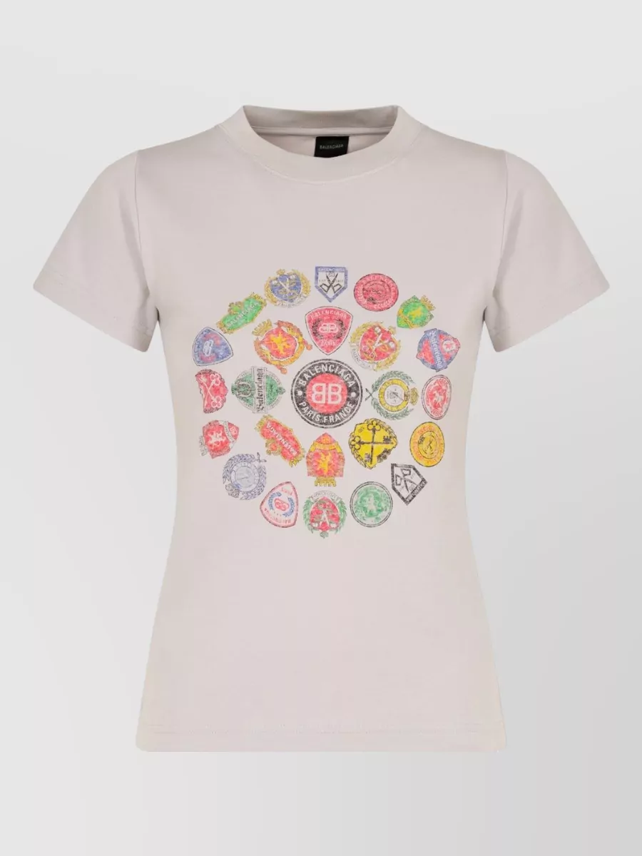 Balenciaga logo print cotton crew neck short sleeve t-shirt