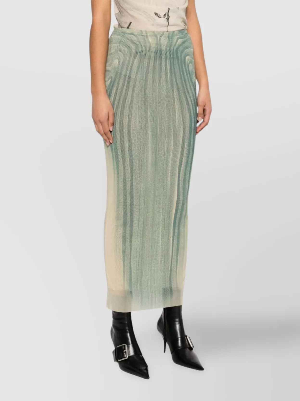 Jean Paul Gaultier Mesh Spiral Long Skirt