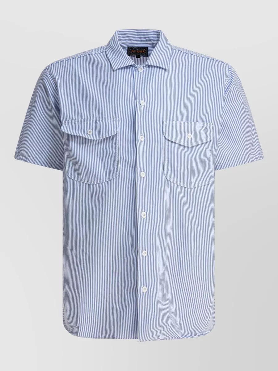 Beams Workwear Shirt Button Down Collar Stripes In Blue