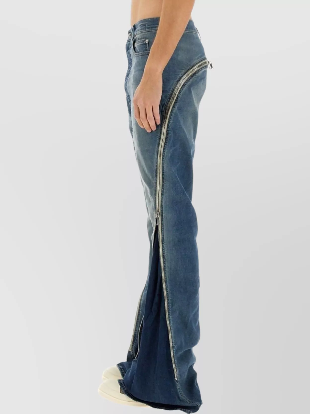 Rick Owens Drkshdw Wide-Leg Zip Detail Faded Wash Trousers
