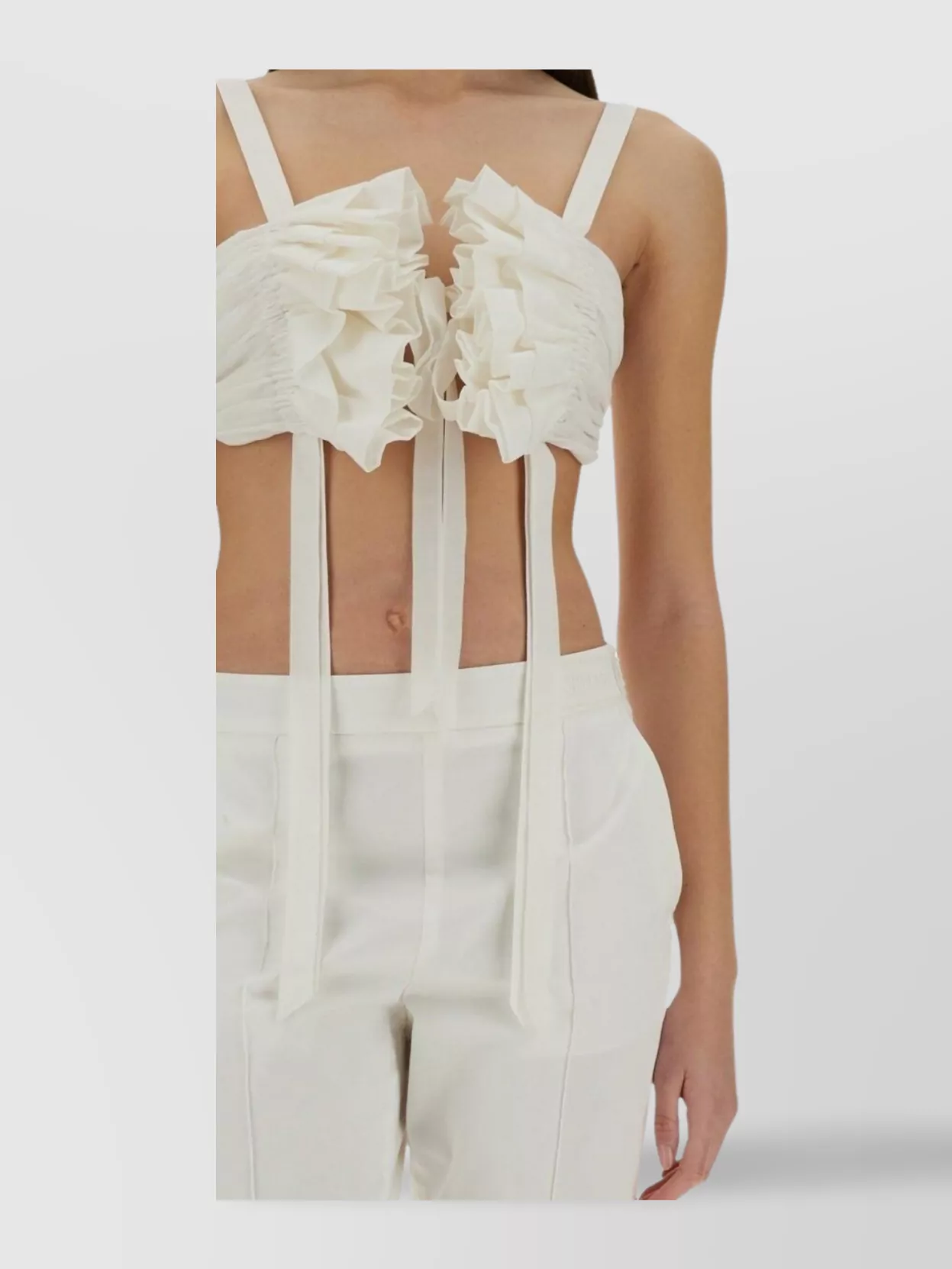 Moschino Crop Top In Cotton And Silk Voile
