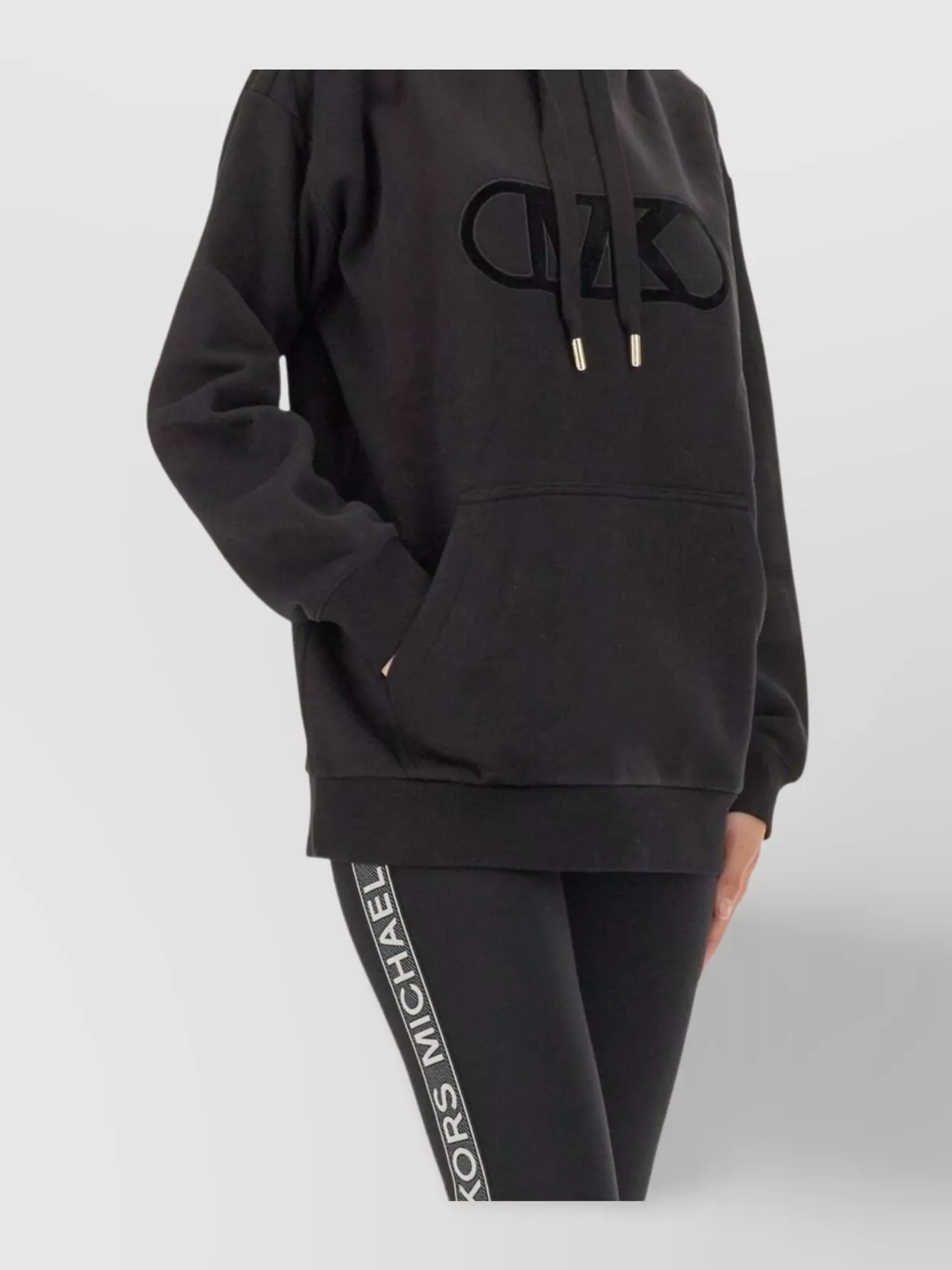 Shop Michael Kors Embossed Logo Hooded Sweatshirt