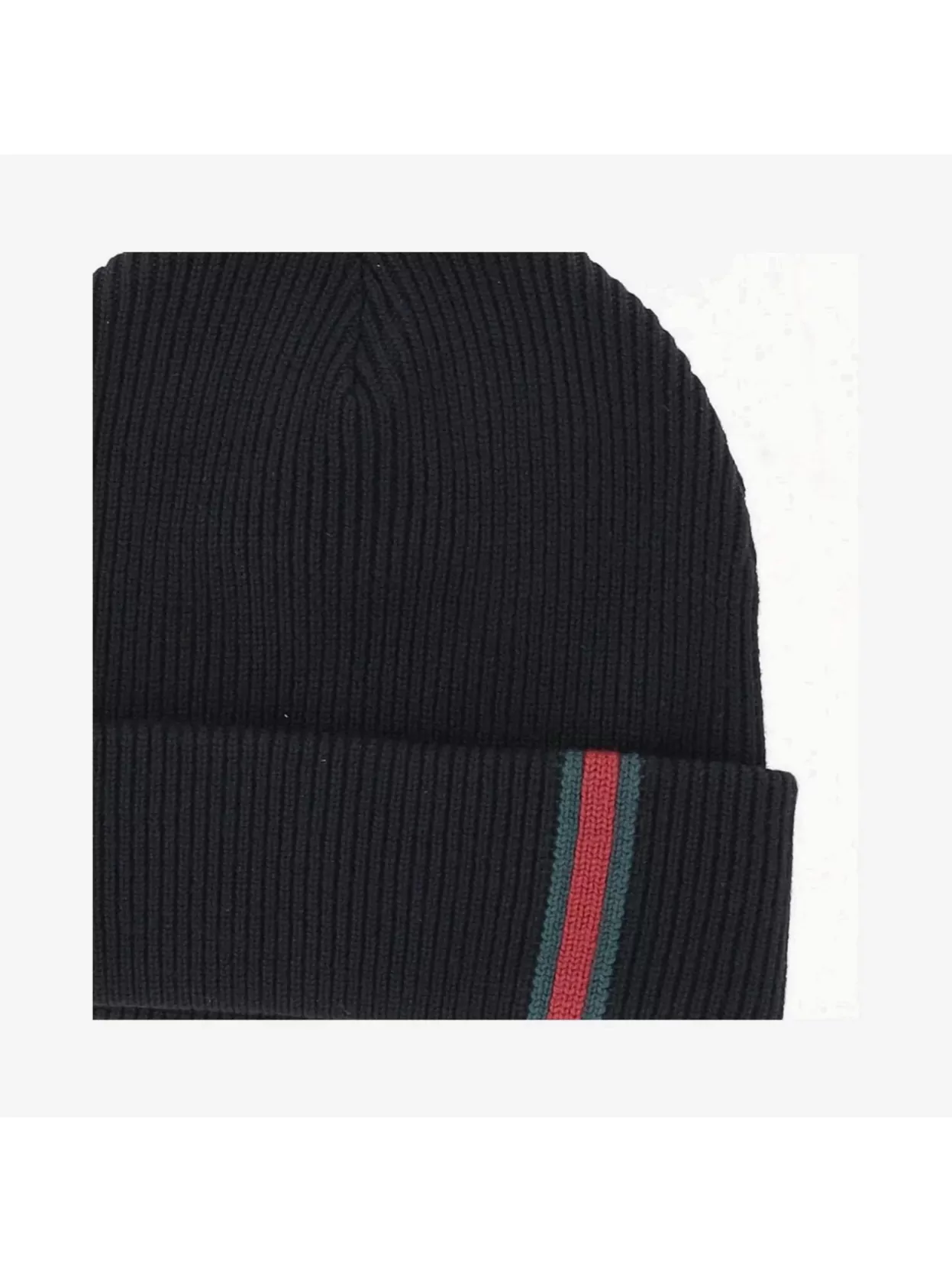 Gucci Ribbed Wool Beanie Featuring Stripe Web Detail