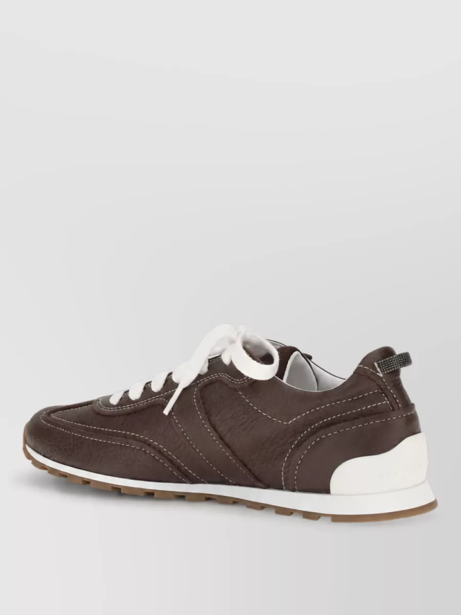 Brunello Cucinelli Leather Lace-Up Sneakers