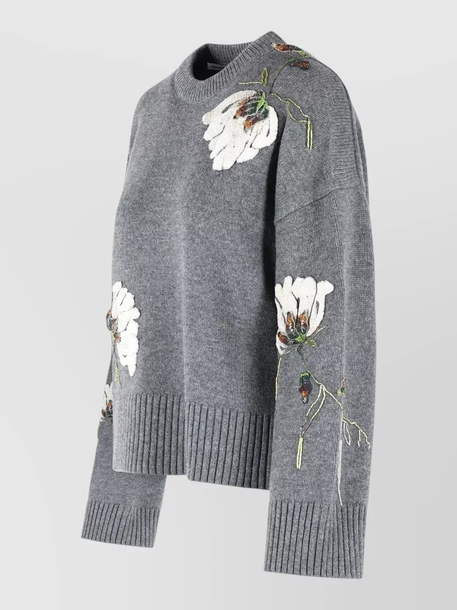 Simkhai Dawna Wool Cashmere Sweater Floral Embroidery