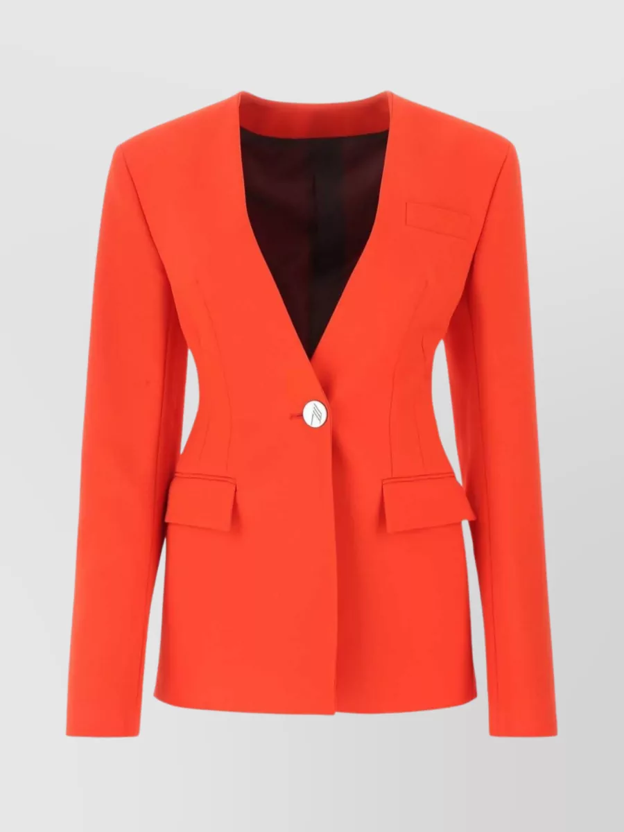 Shop Attico Thelma Louise Blazer In Stretch Polyester Blend In Orange