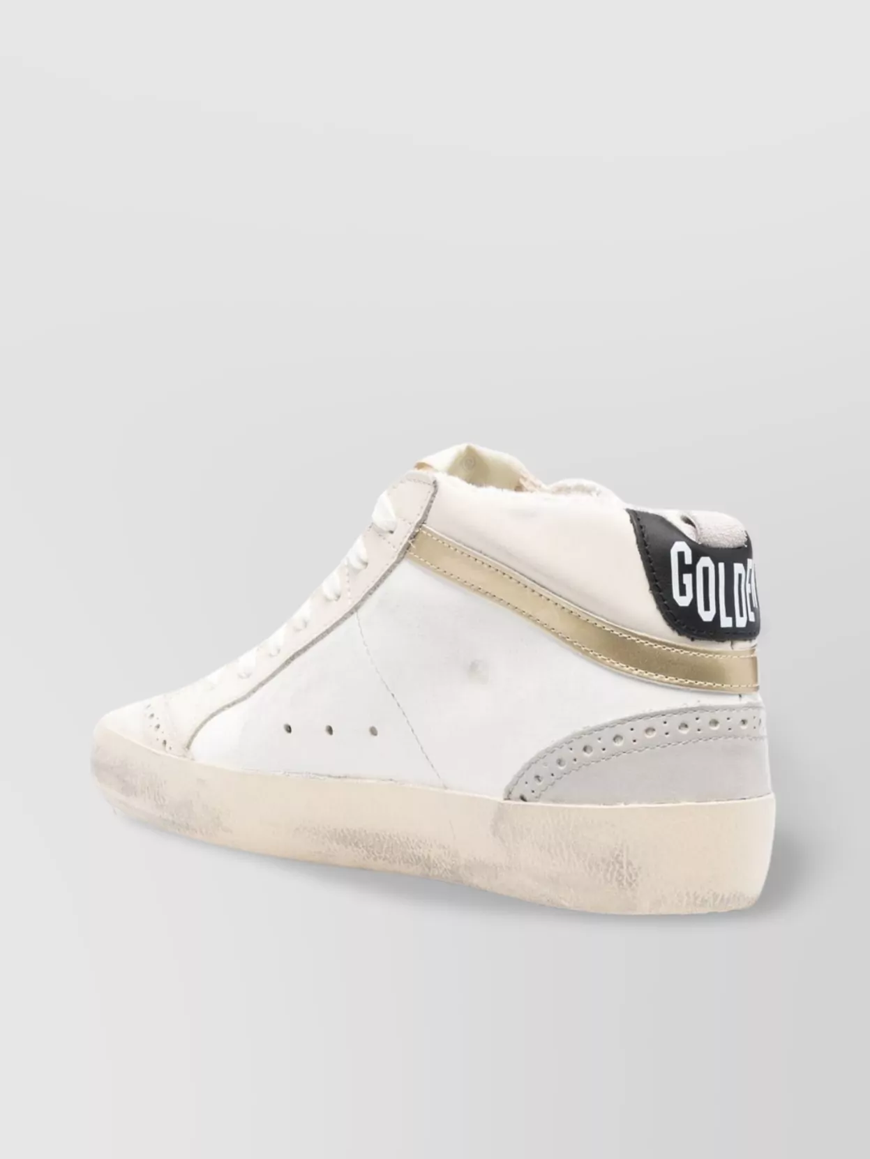 Golden Goose Distressed Mid-Star Sneakers With Round Toe