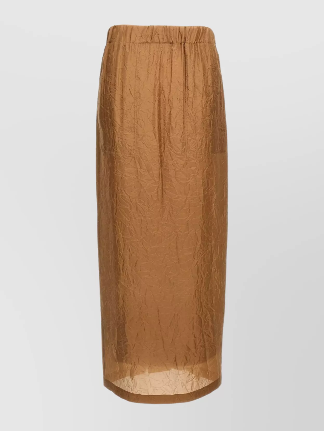 Max Mara Textured Skirt With Elastic Waistband And Pocket In Brown