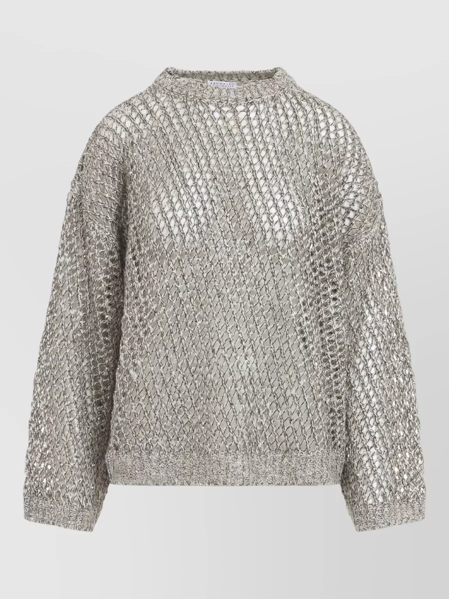 Brunello Cucinelli Open-Knit Sequin Sweater