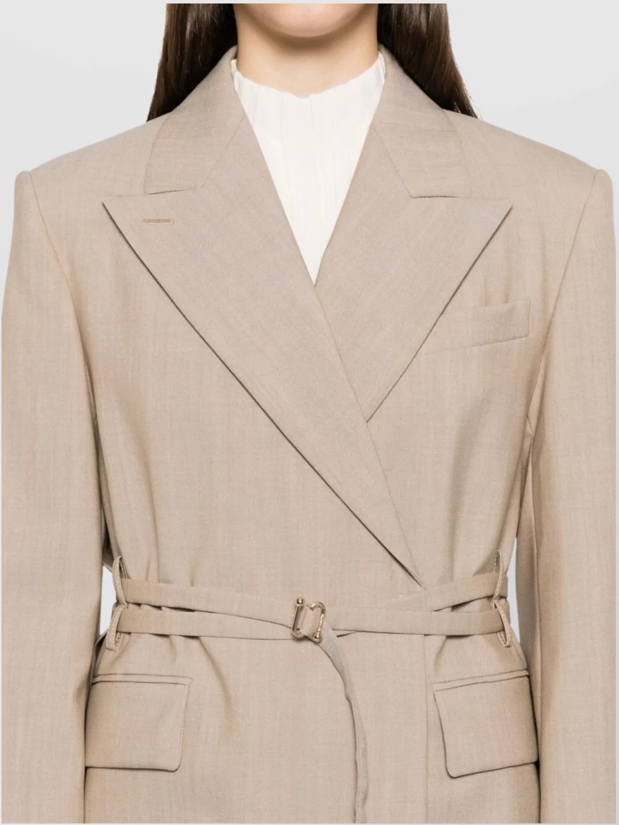 Sportmax Long Double-Breasted Blazer With Arrow Lapel Collar