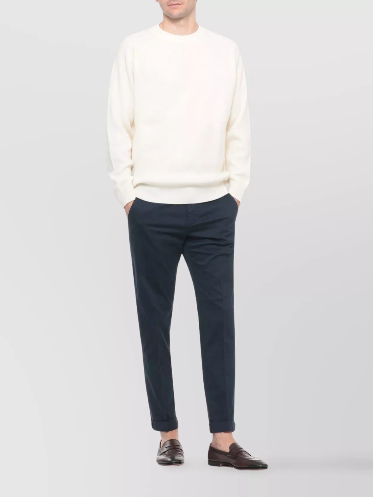 Dondup Straight Trousers With Cuffed Hem And Pockets