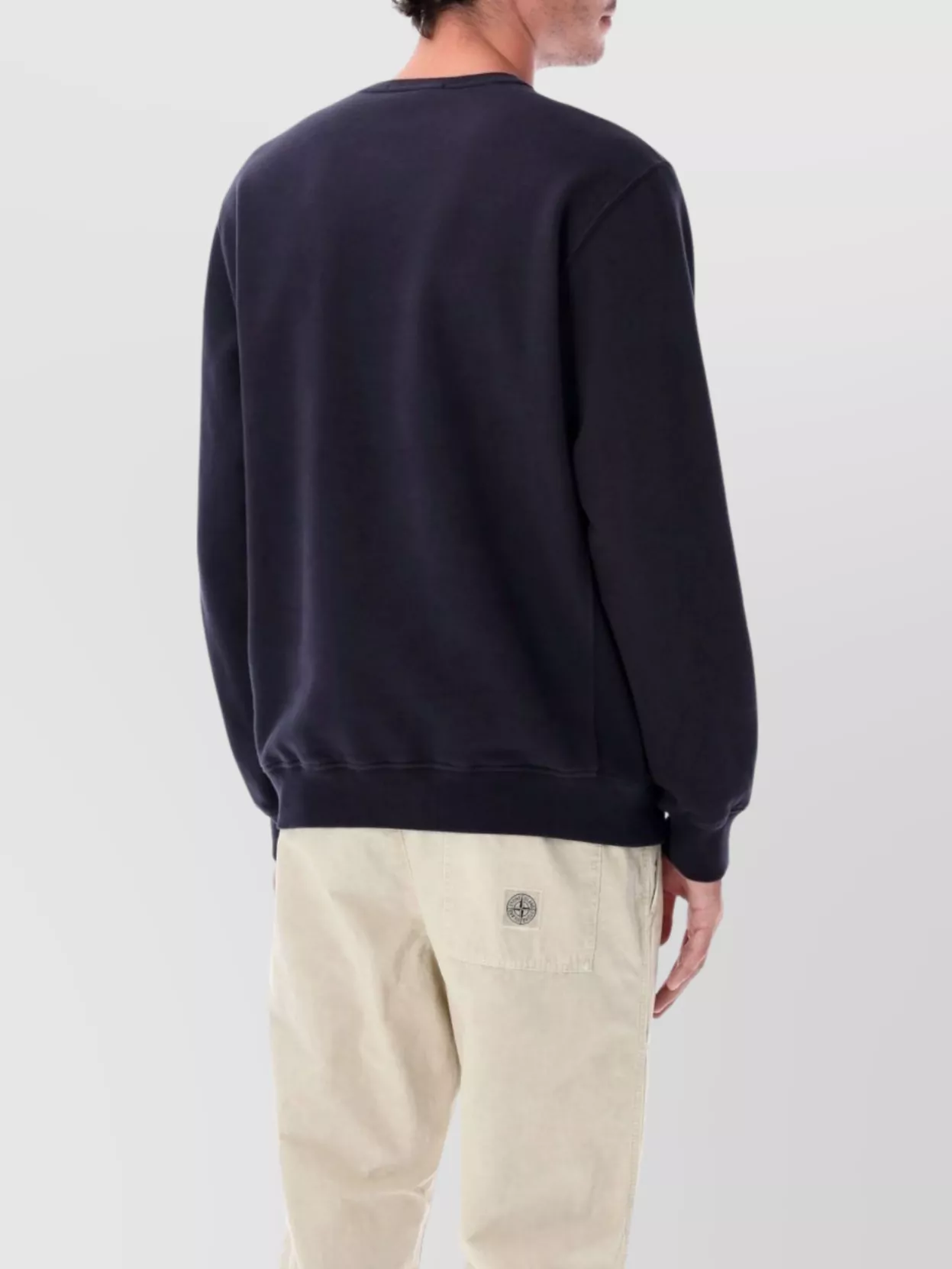 Stone Island Ribbed Crewneck Sweater With Long Sleeves In Blue