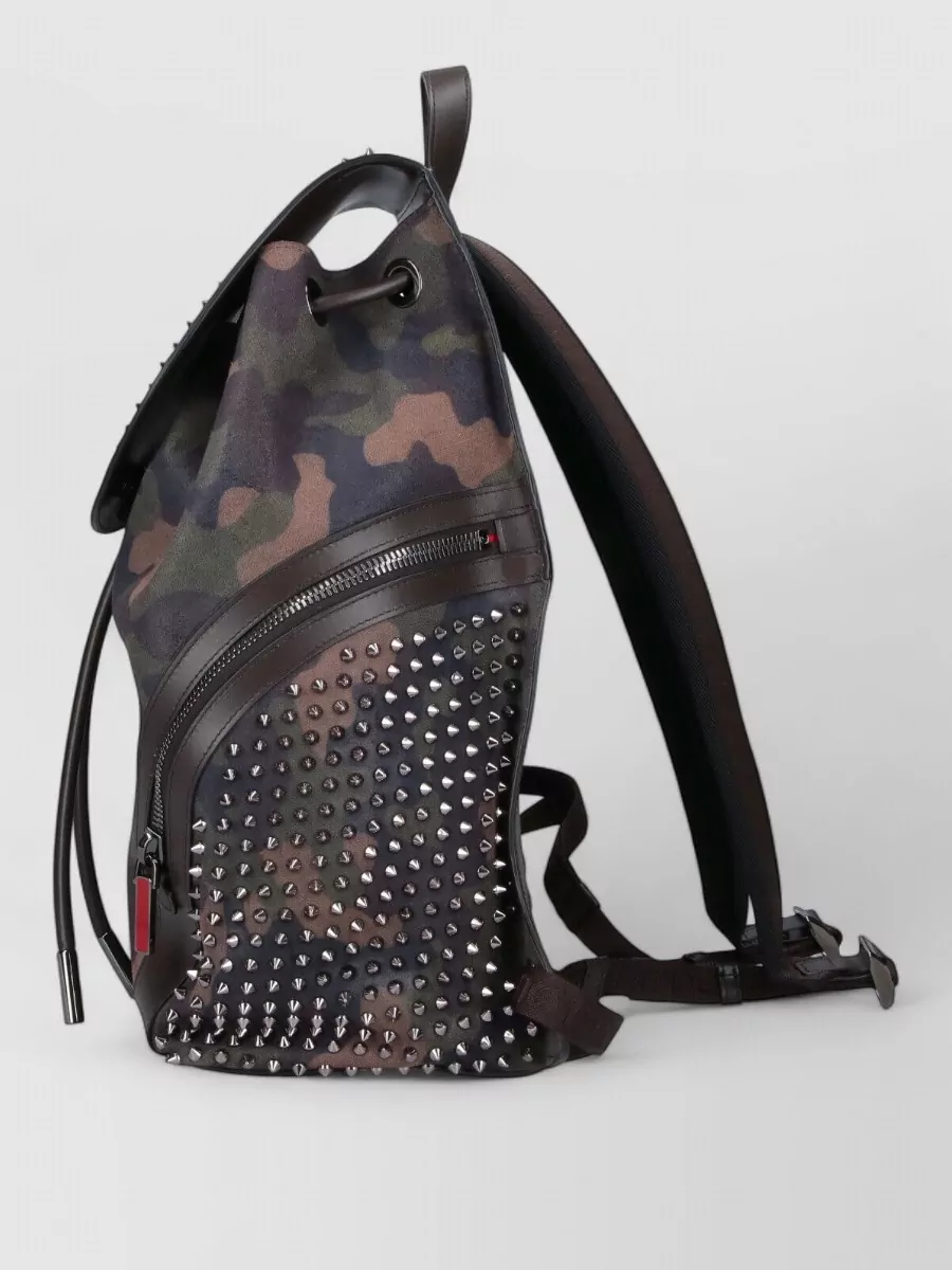 Christian Louboutin Backpack Adjustable Straps Camouflage Studded Detailing
