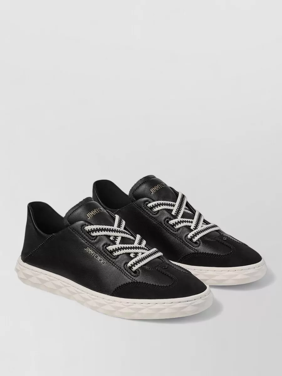 Jimmy Choo Diamond Light Leather Sneakers Contrast Sole