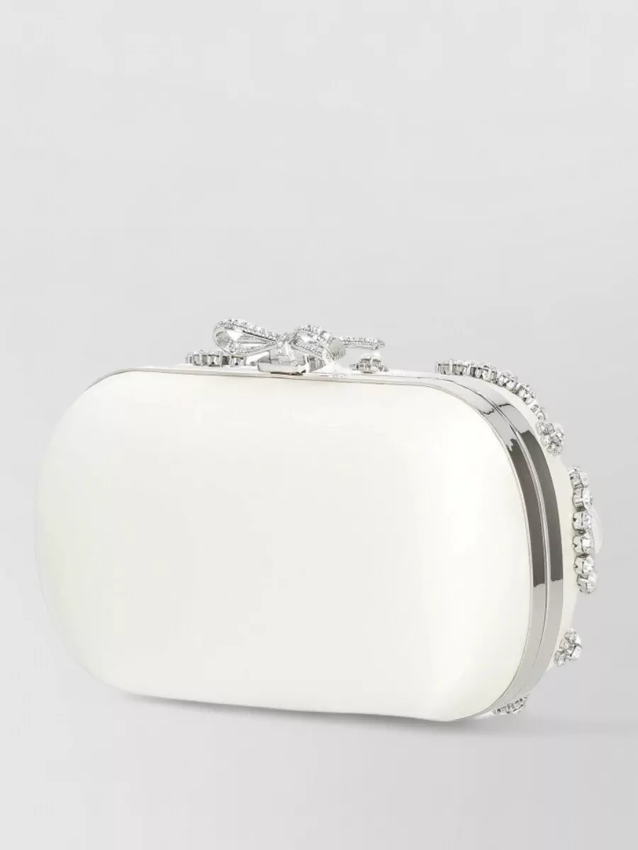 Self-Portrait The Bow Satin Crystal-Embellished Clutch Bag