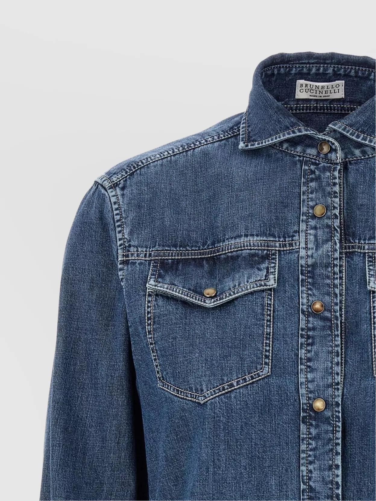 Brunello Cucinelli Denim Shirt With Long Sleeves And Chest Pockets