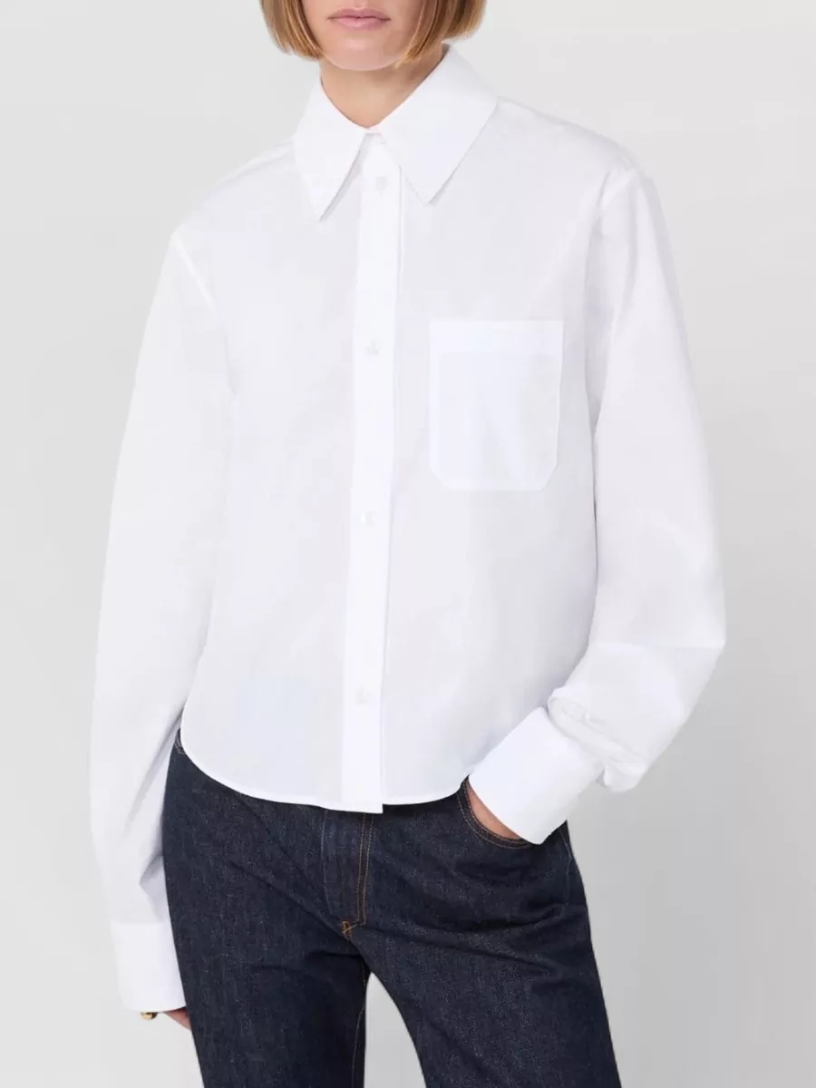 Sportmax Cropped Pleated-Back Cotton Shirt