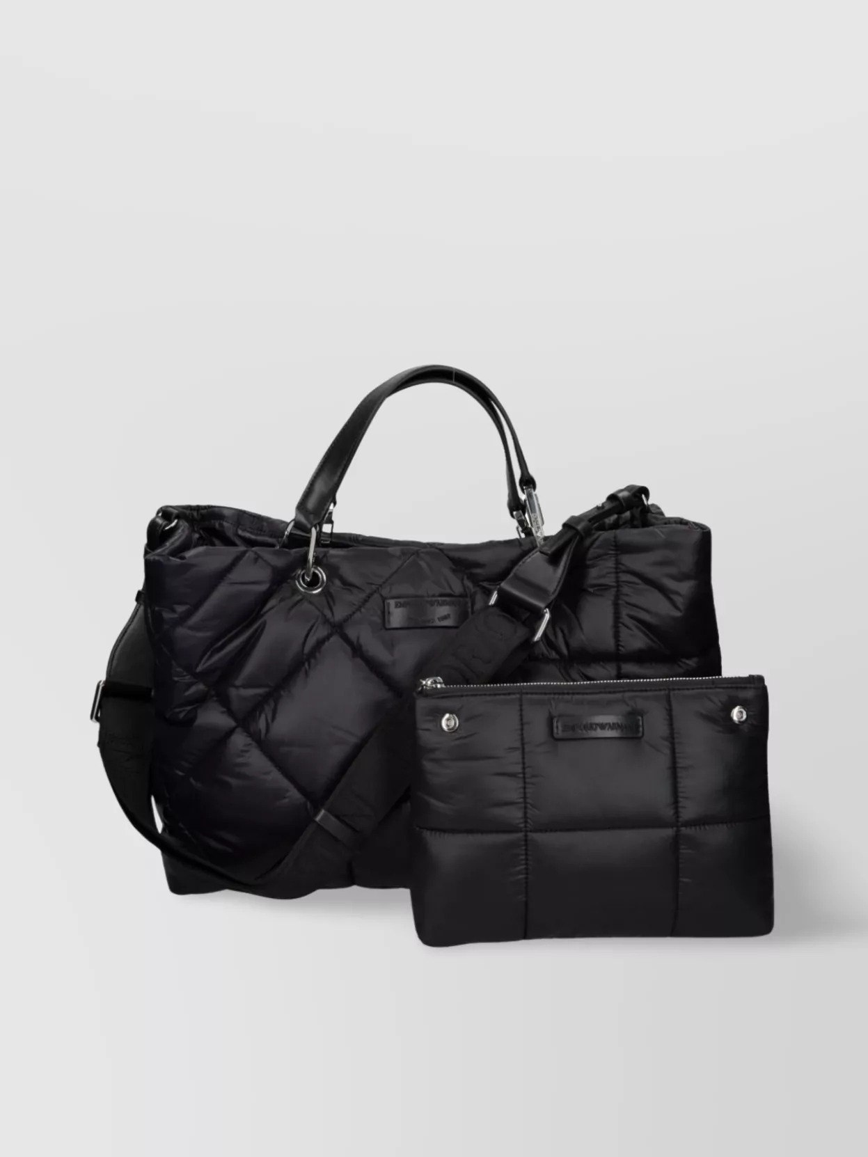 Emporio Armani Quilted Nylon Tote Bag With Dual Handles