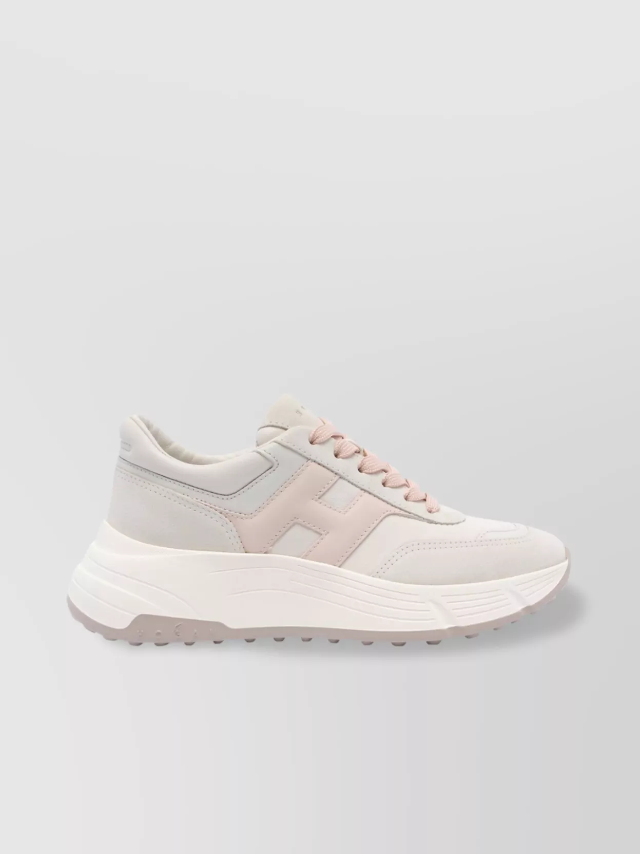Hogan Round Toe Leather Sneakers With Contrast Paneling