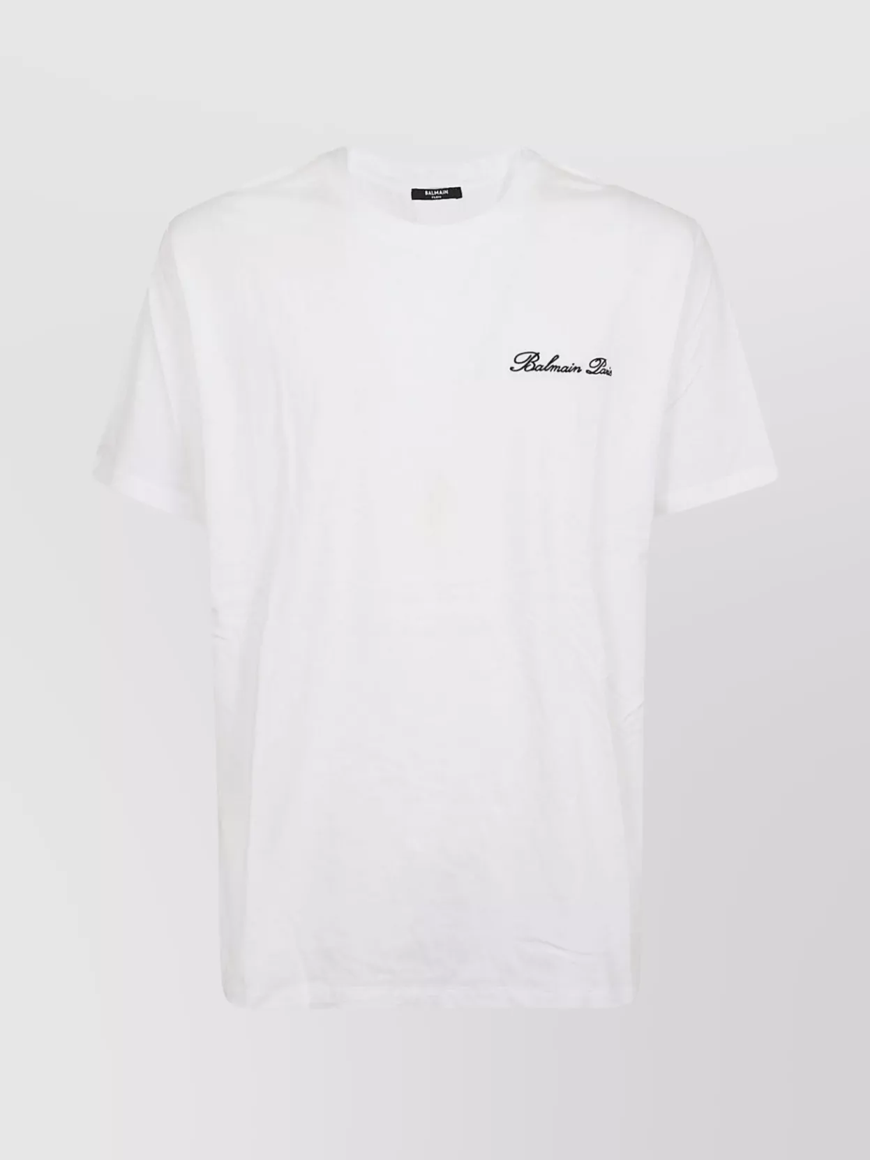 Shop Balmain Distinctive Embroidered Crew Neck T-shirt